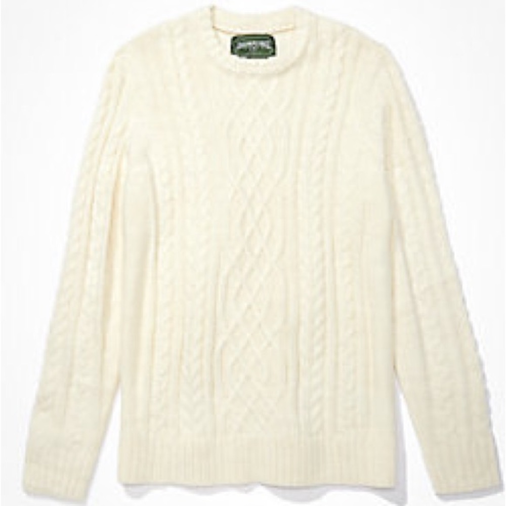 American Eagle Cream Knit Crewneck Sweater